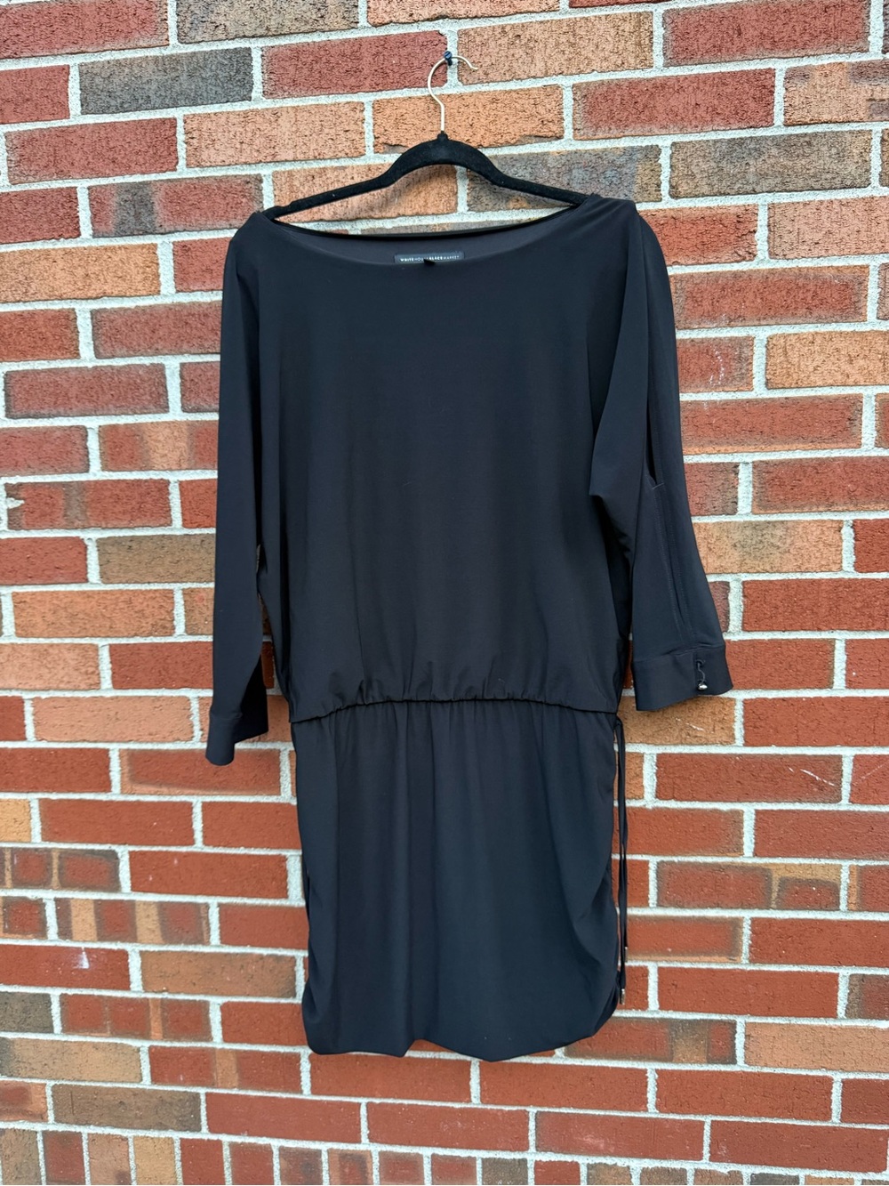 White House Black Market Black Cold Shoulder Ruched Dress Size Large